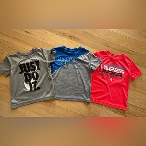 Under Armour and Nike Kids' Gray, Blue, and Red T-Shirts